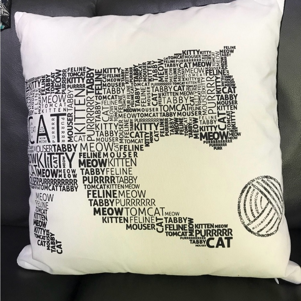 Cat Typography Throw Pillow